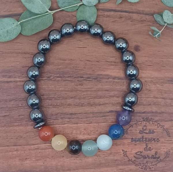 Bracelet Boules 7 Chakras+Howlite blanche A
