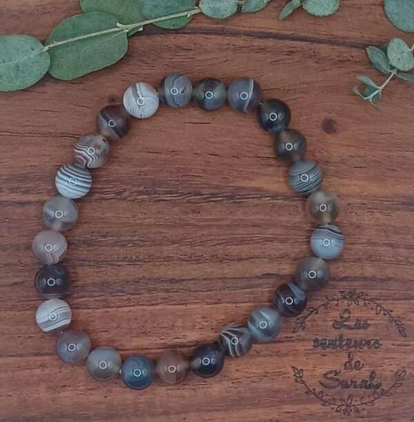 Bracelet Boules Agate Botswana A+