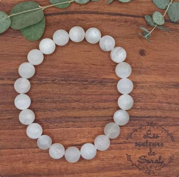 Bracelet Boules Pierre de lune beige A