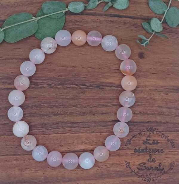 Bracelet Boules Agate Fleur de Cerisier A