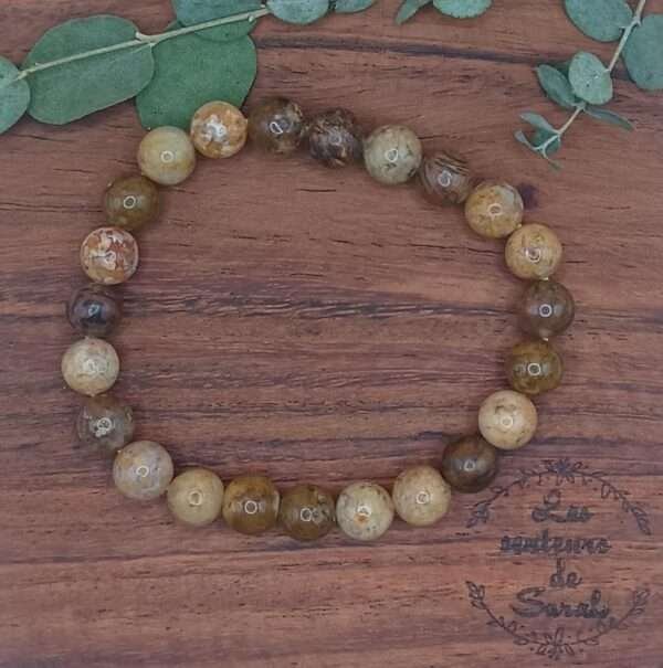 Bracelet Boules Agate Mousse jaune A