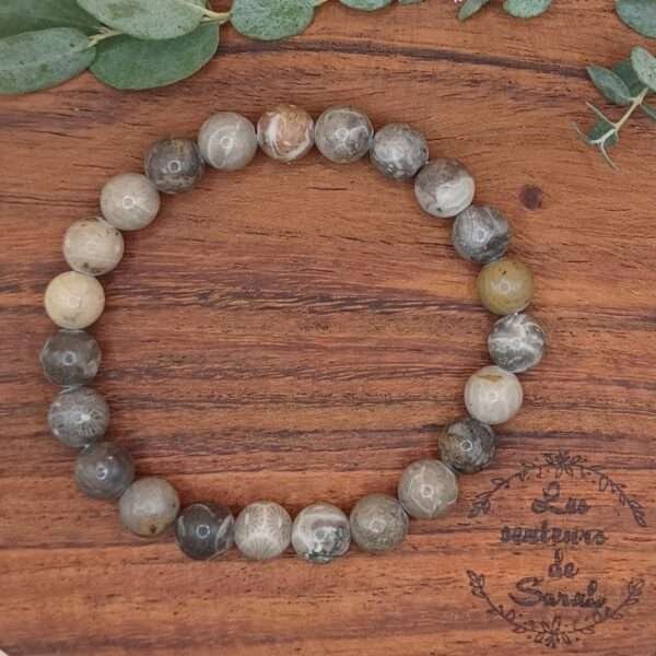 Bracelet Boules Corail Fossile AB