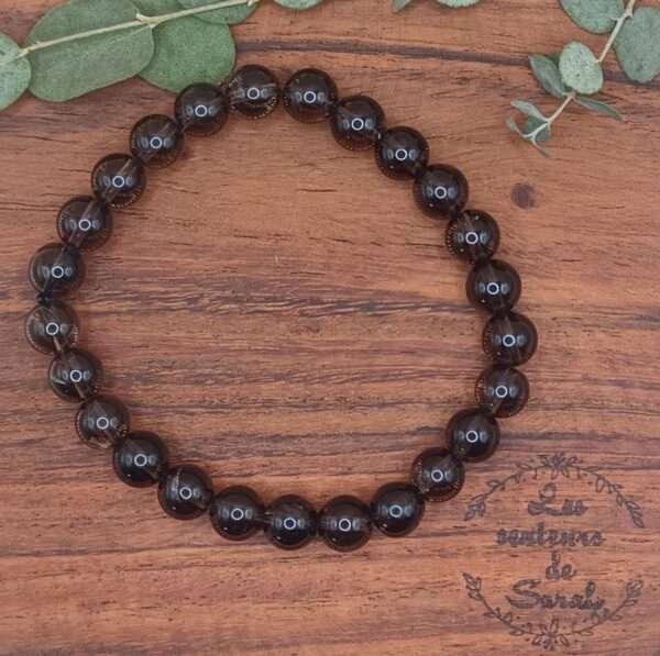 Bracelet Boules Cristal de roche fumé A