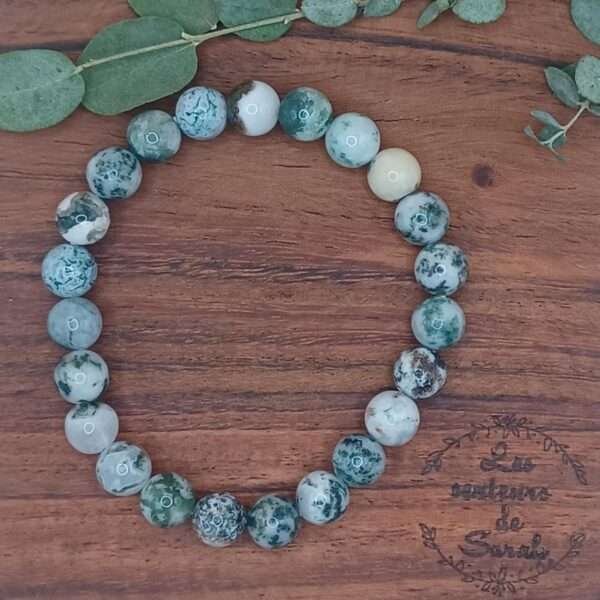 Bracelet Boules Agate arbre AB