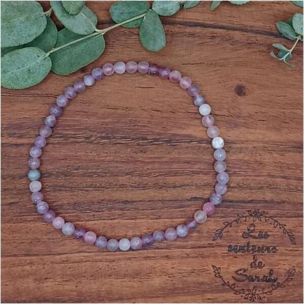 Bracelet en pierre Tourmaline rose sur Quartz A+